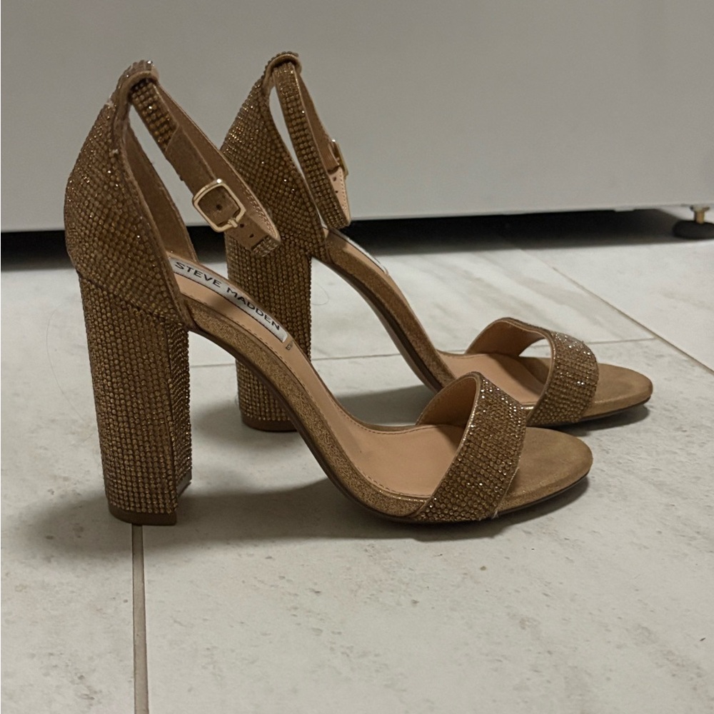 Steve Madden Shimmering Gold Peep-Toe Heels